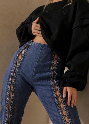 Трендовые джинсы шнуровки misspap6 фото