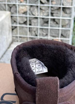 Уггі ugg ultra mini brown коричневі натуральні замша та хутро натуральне9 фото