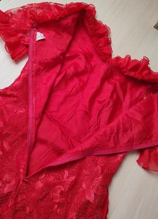 Плаття бальне червоне сукня готична мереживо весільне вечірнє старовинний театр пишне довге мереживо волани пояс s m l6 фото