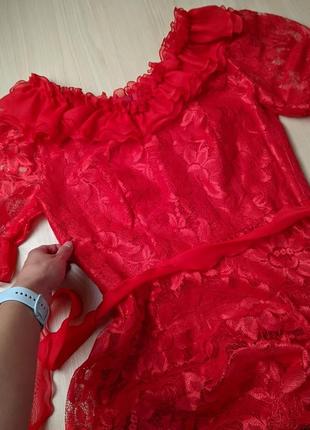 Плаття бальне червоне сукня готична мереживо весільне вечірнє старовинний театр пишне довге мереживо волани пояс s m l7 фото