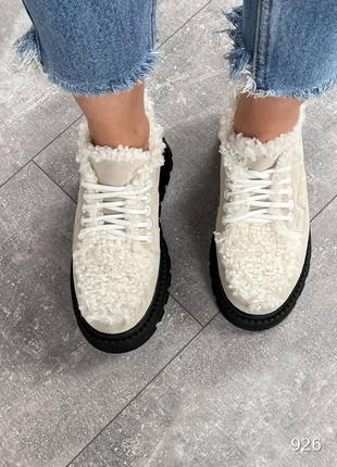Стильные утепленные туфли barash, светло/серый, натуральная замша/мех7 фото