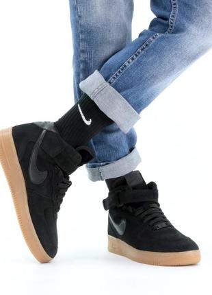 Зимние мужские кроссовки nike air force 1 winter black brown (мех) 40-41-42-43-44-459 фото