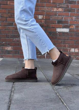 Уги ugg classic ultra mini brown угги натуральна овчина