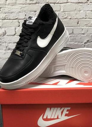 Зимние женские кроссовки nike air force 1 winter black white (мех) 36-37-38-38.52 фото