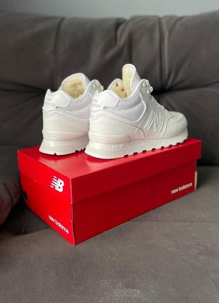 Жіночі зимові кросівки на хутрі new balance 574 high white3 фото