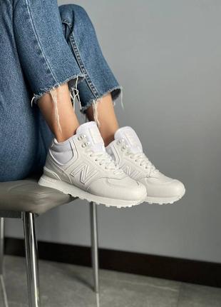 Жіночі зимові кросівки на хутрі new balance 574 high white5 фото