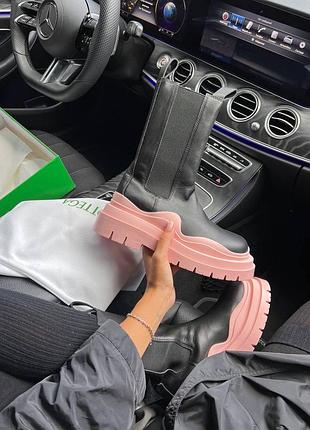 Ботинки женские bv "black/pink" premium