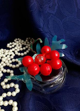 Рябинушка🍁 елочная🎄☃️ игрушка новогодняя подвеска винтаж ссср советская стекло рябина ягоды стеклянные эмали8 фото