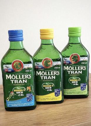 Норвезький риб'ячий жир mollers gold омега-3 + вітамін д3 2000 мо зі смаком лимона