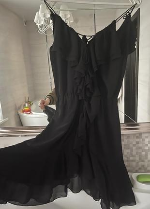 Платье h&m, черное платье, с оборками, легкое платье, платье, платье