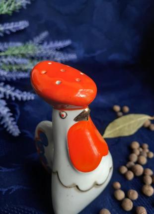 Петушок 🌻🐓 винтаж! полонное солонка спецовочница ссср советская фарфор роспись...