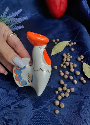 Петушок 🌻🐓 винтаж! полонное солонка спецовочница ссср советская фарфор роспись...