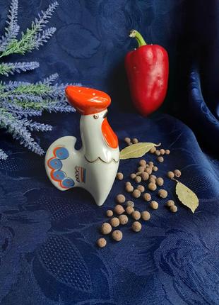 Петушок 🌻🐓 винтаж! полонное солонка спецовочница ссср советская фарфор роспись...