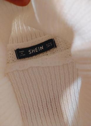 Жіночий білий светр оверсайз, жіночий базовий білий светр із коміром, розпродаж жіночий одяг взуття4 фото