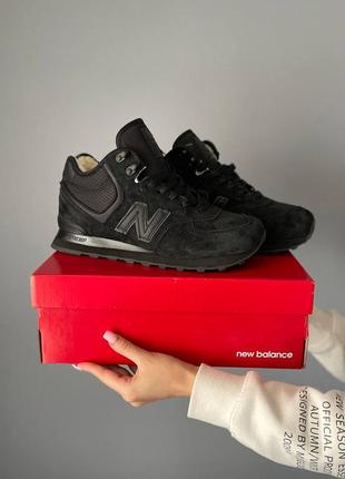 Жіночі зимові кросівки на хутрі new balance 574 high black3 фото