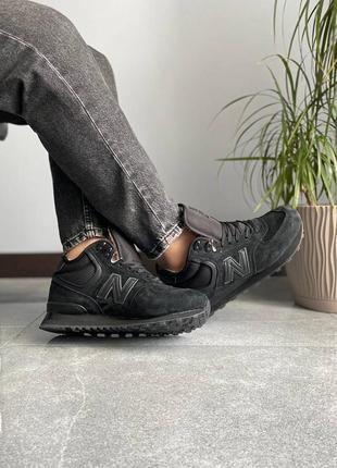 Жіночі зимові кросівки на хутрі new balance 574 high black9 фото