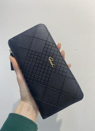 Чёрный кошелек портмоне бумажной женский