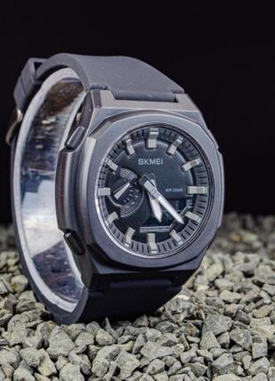 Чоловічий кварцевий наручний годинник з комбінованою індикацією skmei 2091 bkgybk.2 фото
