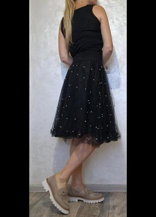 Черная юбка упаковка с жемчужинами7 фото