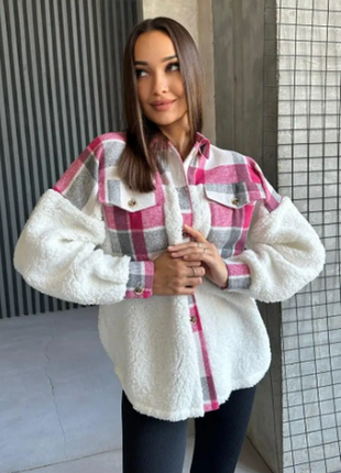 Рубашка женская тедди меховая с байкой s, м, l, xl, 2xl 6 цветов razg3591-sv493iве8 фото