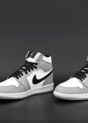 Зимние женские кроссовки nike air jordan 1 winter grey black white (мех) 36-37-38-39-40-416 фото