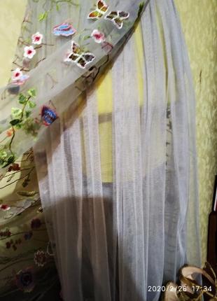 Шикарный дизайнерский костюм с юбкой миди цветочный принт сетка4 фото