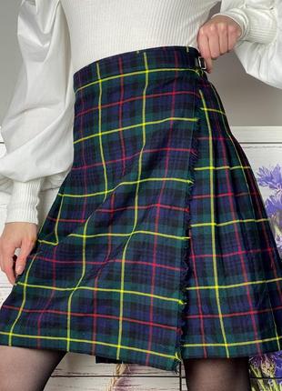 Теплая шерстяная юбка на запах в клетку шотландка 1+1=35 фото