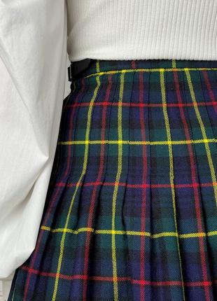Теплая шерстяная юбка на запах в клетку шотландка 1+1=38 фото