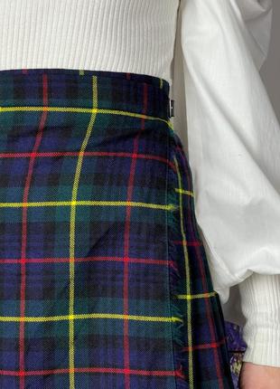 Теплая шерстяная юбка на запах в клетку шотландка 1+1=39 фото