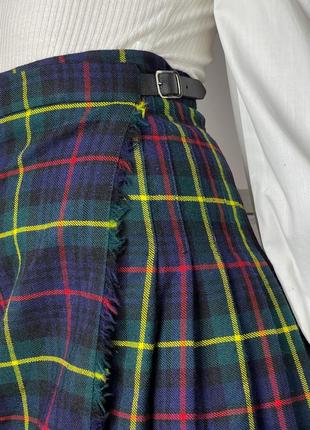 Теплая шерстяная юбка на запах в клетку шотландка 1+1=310 фото
