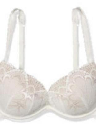 Молочной ажурный кружевной винтажный бюстгальтер"wonderbra",80a мягкая чашка