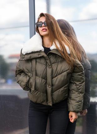 Куртка зимова жіноча (рр 42-50) к-286 хакі2 фото