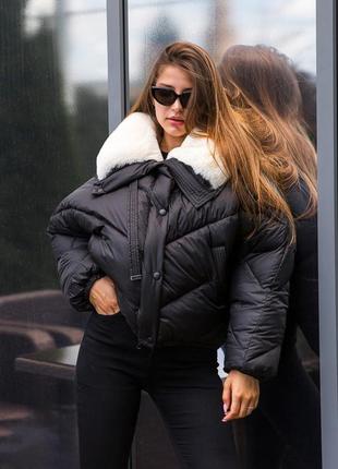 Куртка зимова жіноча (рр 42-50) к-286 чорний3 фото