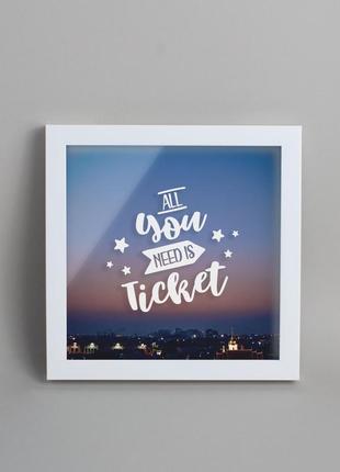 Скарбничка мандрівника "all you need is ticket", білий, white, англійська r_450