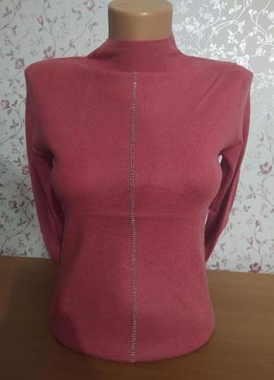 Женская кашемировая кофточка, свитер, гольф со стразами