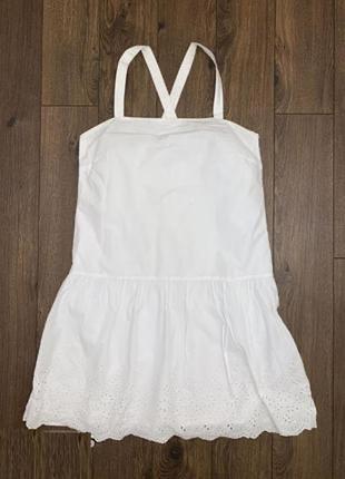 Стильное белое платье сарафан хлопок вышивка прошва "uni qlo",m оригинал1 фото