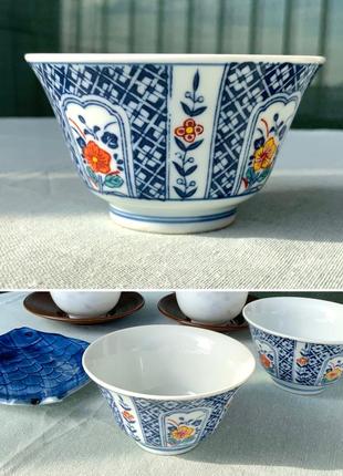 Тарілка набір японія чашка фарфор синій3 фото