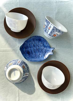 Тарілка набір японія чашка фарфор синій10 фото