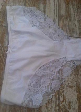 Красивые белоснежные ажурные кружевные хлопковые трусики большой размер 50-52р.
