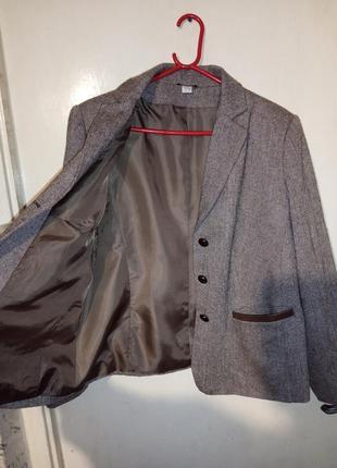 Шерстяной-30%,укороченный жакет-пиджак с карманами,большого размера3 фото