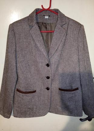 Шерстяной-30%,укороченный жакет-пиджак с карманами,большого размера1 фото