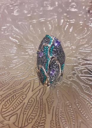 Шикарное серебрянное кольцо с натуральным аметистом2 фото