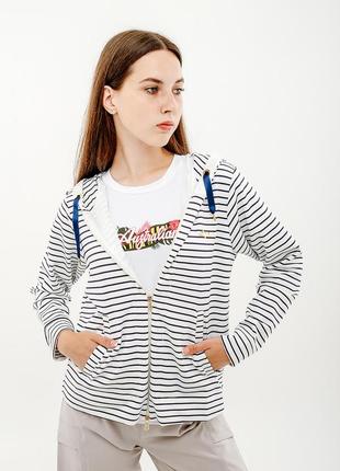 Женская толстовка australian stripes hoodie polyviscosa jacket серый 2xl (7dlsdgc0010-010 2xl)