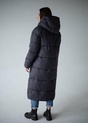 Стильное длинное зимнее пальто пуховик оверсайз3 фото