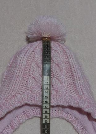 Шапка зимняя h&amp;m 2-4 с помпоном, на завязках, на флисе, шапочка осень/зима6 фото