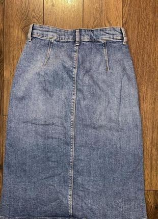 Стильная винтажная джинсовая коттоновая деним длинная юбка в обтяжку миди на пуговицах xs/s2 фото