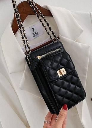 Жіноча міні сумочка клатч із ланцюжком стьобана, маленька сумка для дівчат, модний жіночий гаманець-клатч4 фото
