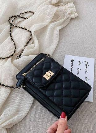Жіноча міні сумочка клатч із ланцюжком стьобана, маленька сумка для дівчат, модний жіночий гаманець-клатч5 фото
