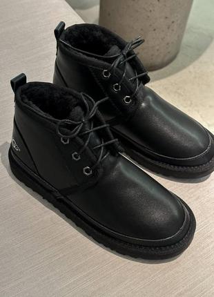Ugg neumel “leather black”2 фото