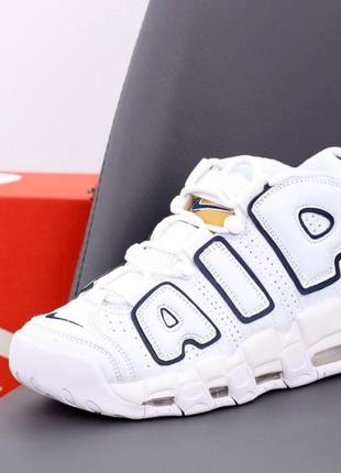 Мужские кроссовки nike air more uptempo white blue 425 фото